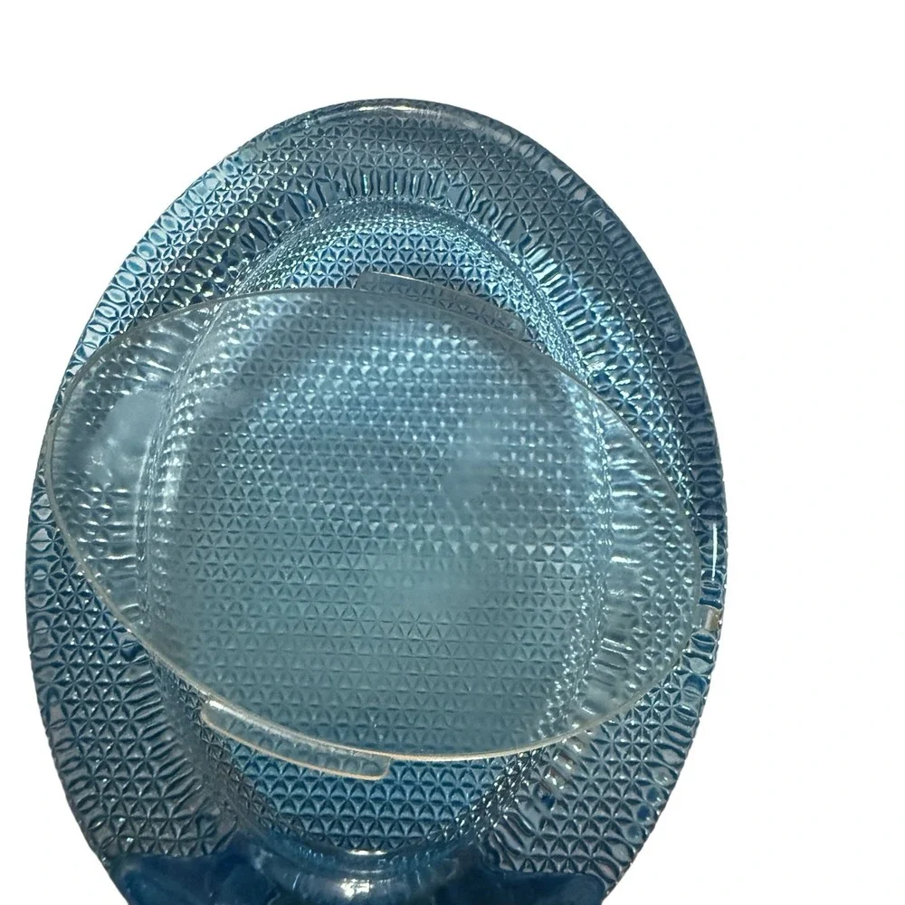 Blue Textured Oval Glass Picture Frame Cottagecore